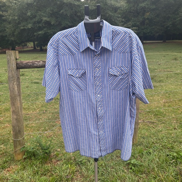 Wrangler pearl snap Striped vintage button down shirt 2xl - Picture 1 of 7